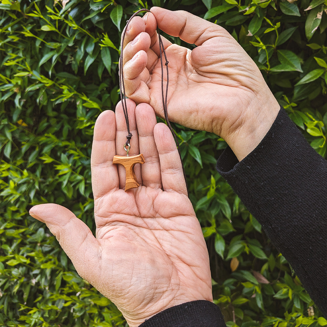 Franciscan Tau Cross in Olive Wood