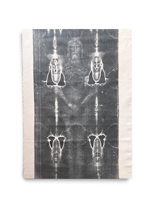 Riproduzione in negativo solo fronte della Sacra Sindone in tessuto