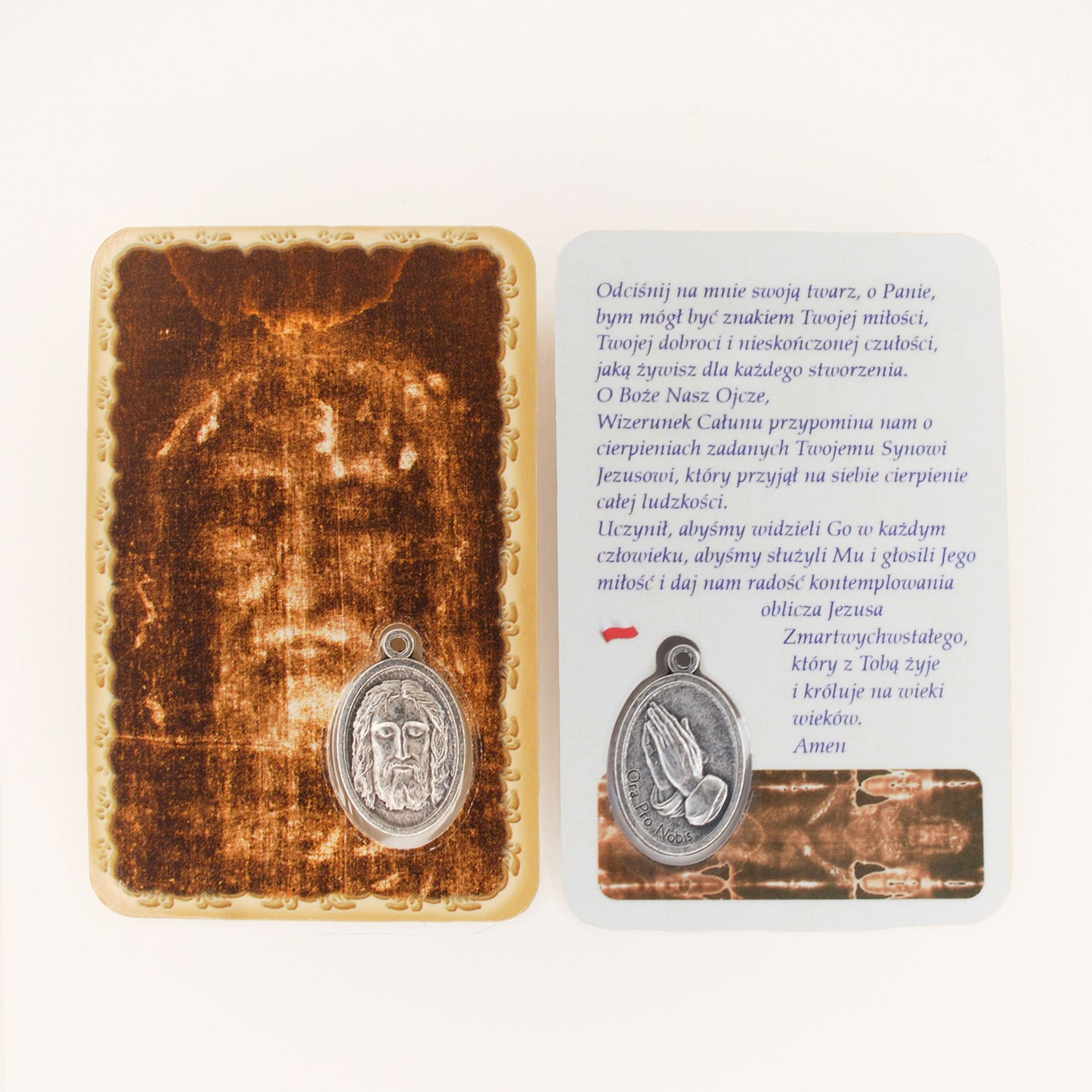 Tarjeta de Santo Volto con medalla y oración - Disponible en varios idiomas