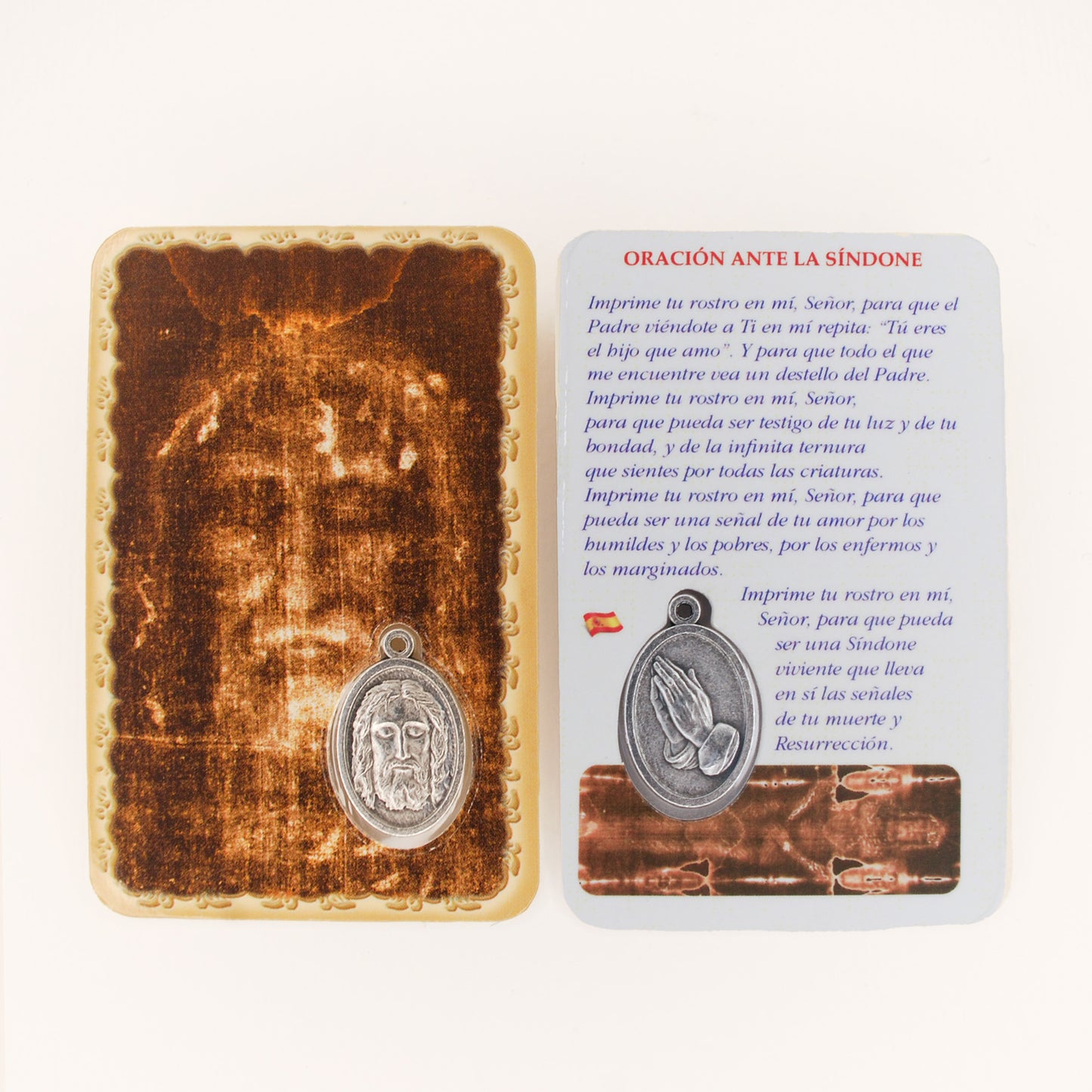 Tarjeta de Santo Volto con medalla y oración - Disponible en varios idiomas