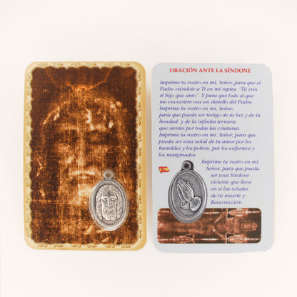 Tarjeta de Santo Volto con medalla y oración - Disponible en varios idiomas