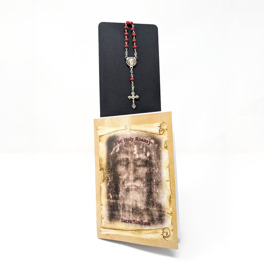 Folleto del Santo Rosario con Decena en palo de rosa (en diferentes idiomas)