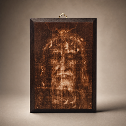 Santo Volto della Sindone su tavoletta di legno 12x17cm