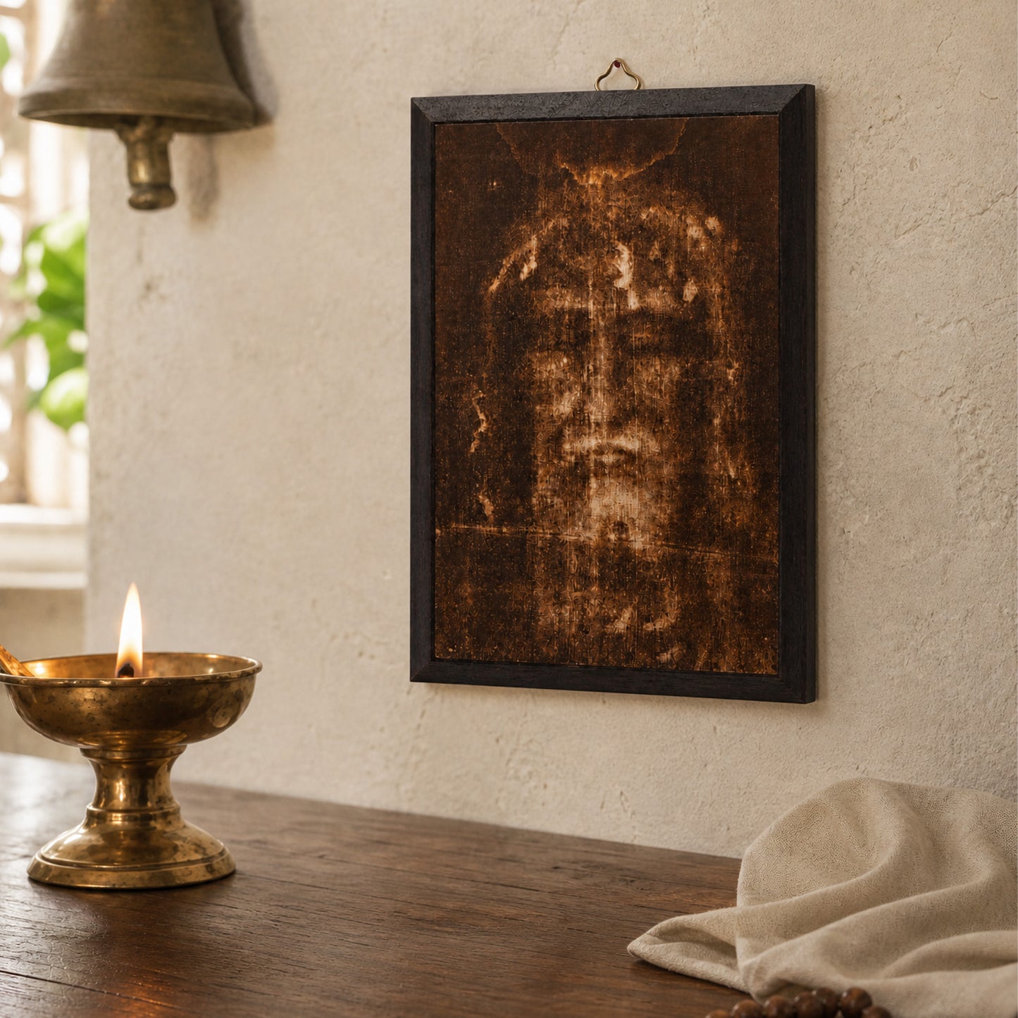 Santo Volto della Sindone su tavoletta di legno 12x17cm