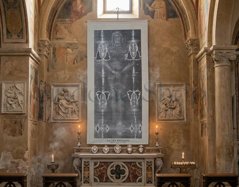 Stendardo Sacra Sindone in negativo