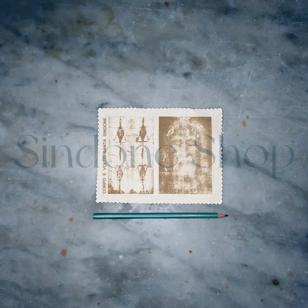 Tessuto Sindone + Santo Volto 16,5x12,5cm